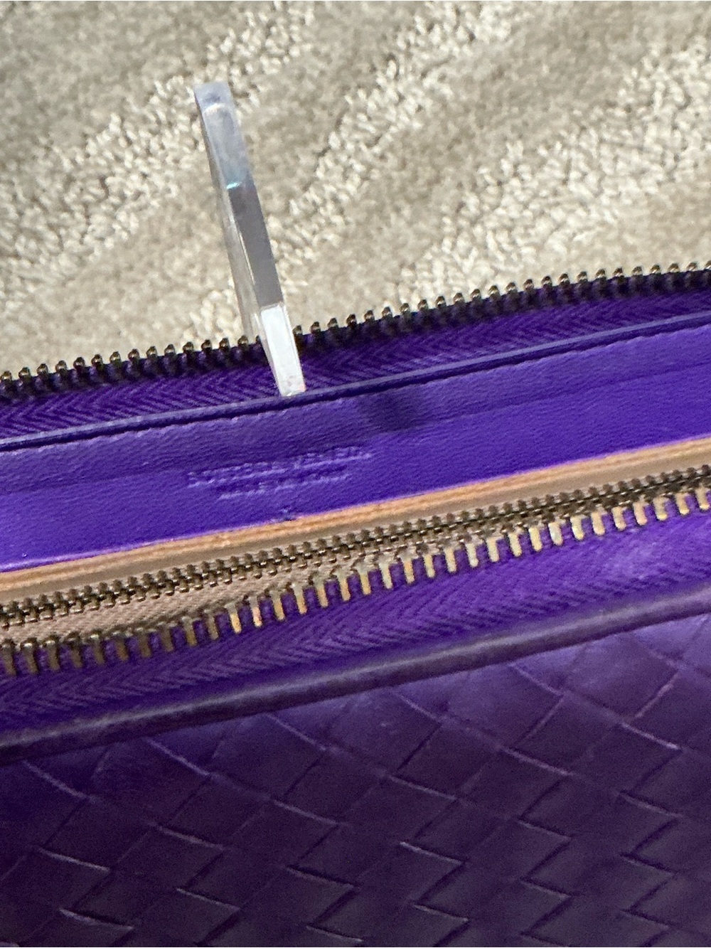 Bottega Veneta Intrecciato Purple Woven Leather Continental Zip Around Wallet - Picture 10 of 15